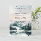 Invitation Mountain Trees Pine Rustic Budget QR Code Wedding (Debout devant)