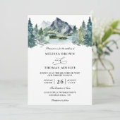 Invitation Mountain Watercolor Rustic Budget QR Code Wedding (Debout devant)