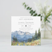 Invitation Mountain Wildflower All In One QR Code Wedding (Debout devant)