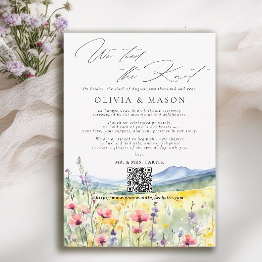 Invitation Mountain Wildflower Elopement Wedding Announcement