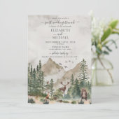 Invitation Mountain Woodland Animal Post Mariage Brunch (Debout devant)