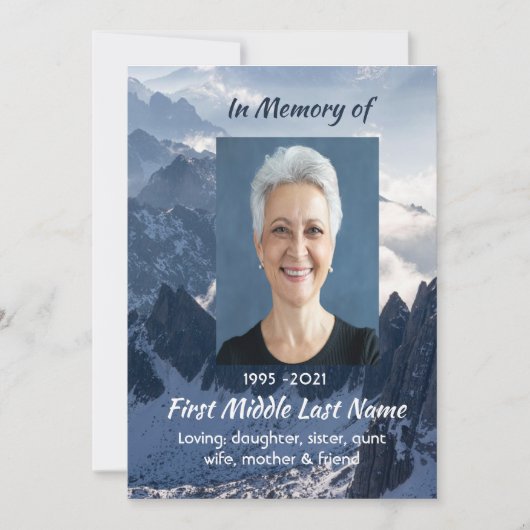 Invitation Mountains Alpine Memorial Keepsake (Devant)