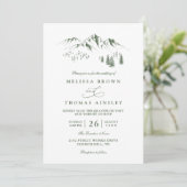Invitation Mountains Forest Trees Pine Rustic QR Code Wedding (Debout devant)