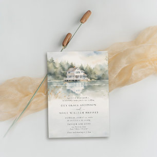 Invitation Mountains Lake House Vue Pittoresque Mariage roman