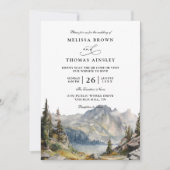 Invitation Mountains lake Rustic Elegant QR Code Wedding (Devant)