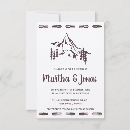 Invitation Mountains Landscape & Tribal Motifs Wedding Design (Devant)