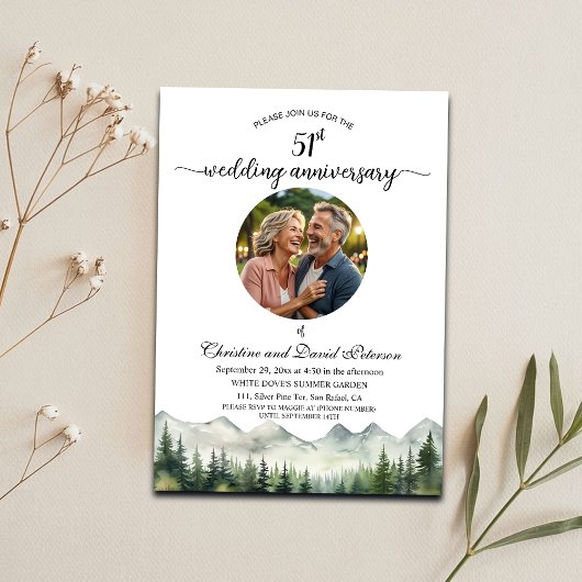 Invitation Mountains Pines 51st Wedding Anniversary Photo