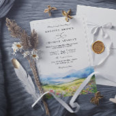 Invitation Mountains Wildflowers Rustic QR Code Wedding