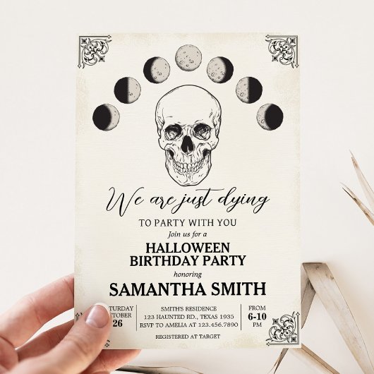 Invitation Mourir à la fête crâne Halloween fête d'anniversai