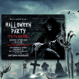 Invitation Mourir Pour La Fête D'Halloween Éffrayante Grim Re