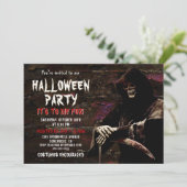 Invitation Mourir Pour La Fête D'Halloween Faucheuse (Debout devant)