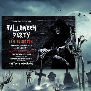 Invitation Mourir Pour La Fête D'Halloween Grim Reaper Effray