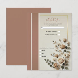 Invitation Mousse au Moka & Blanc d'Os Floral Neutre RSVP