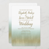 Invitation Mousse de mer Or Blanc Elegant Plage Mariage moder (Devant / Derrière)