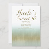 Invitation Mousse de mer Or Blanc Élégant Plage Sweet 16 (Devant)