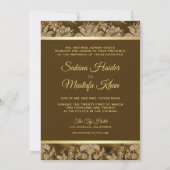 Invitation Mousse d'or Brown musulman musulman Mariage (Dos)