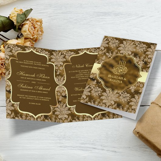 Invitation Mousse d'or Brown musulman musulman Mariage