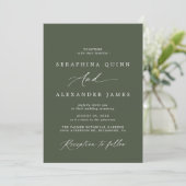 Invitation Mousse verte foncée | Mariage formel de script sim (Debout devant)