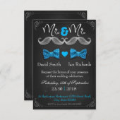 Invitation Moustache and bow for Mr and Mr (Devant / Derrière)