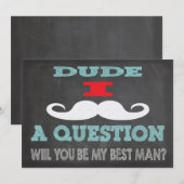 Invitation Moustache Dude, seras-tu mon Meilleur homme ? (Devant / Derrière)