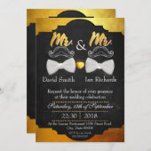 Invitation Moustache et arc pour Mr et Mr. (Devant / Derrière)