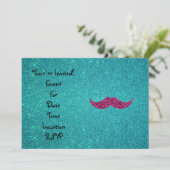 Invitation Moustache parties scintillant rose (Debout devant)