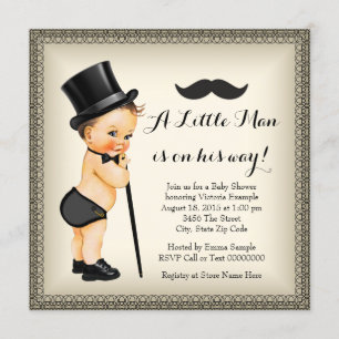Invitation Moustache petit baby shower d'homme