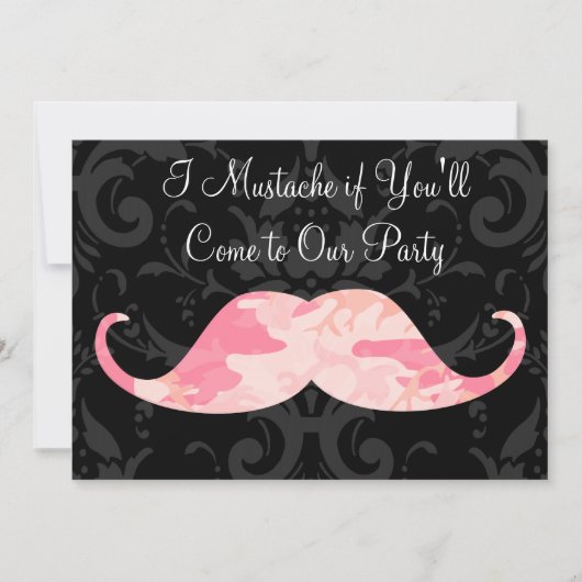 Invitation Moustache rose de Camo - moustache d'I si vous (Devant)