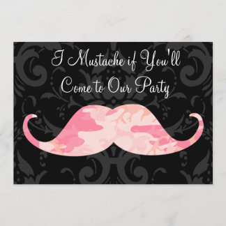 Invitation Moustache rose de Camo - moustache d'I si vous