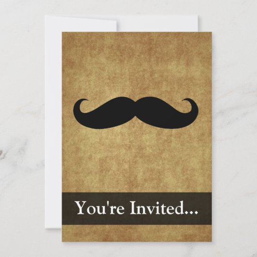 Invitation Moustache Vintage avec texte personnalisé (Devant)