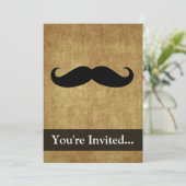 Invitation Moustache Vintage avec texte personnalisé (Debout devant)