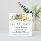 Invitation Moustard jaune floral Sage vert Brunch et mousseux (Debout devant)