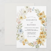 Invitation Moutarde Botanique Bohème Mariage (Devant / Derrière)