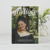 Invitation Moutarde Elegant White Overlay Photo Gradué (Debout devant)