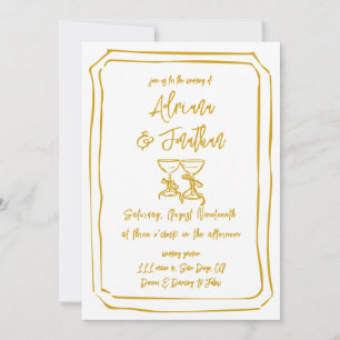 Invitation Moutarde Jaune main peint Mariage