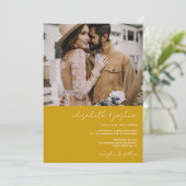 Invitation moutarde moderne 4 photo Qr tout en un mariage (Debout devant)