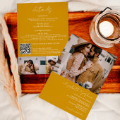 Invitation moutarde moderne 4 photo Qr tout en un mariage