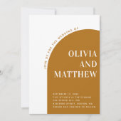 Invitation Moutarde typographie moderne mariage arch + QR (Devant)