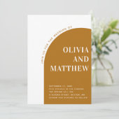 Invitation Moutarde typographie moderne mariage arch + QR (Debout devant)