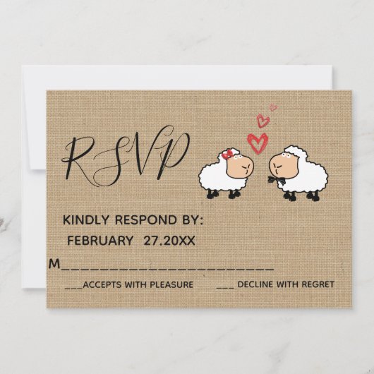 Invitation Mouton de dessin animé drôle mignon adorable en am (Devant)