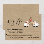 Invitation Mouton de dessin animé drôle mignon adorable en am (Devant / Derrière)