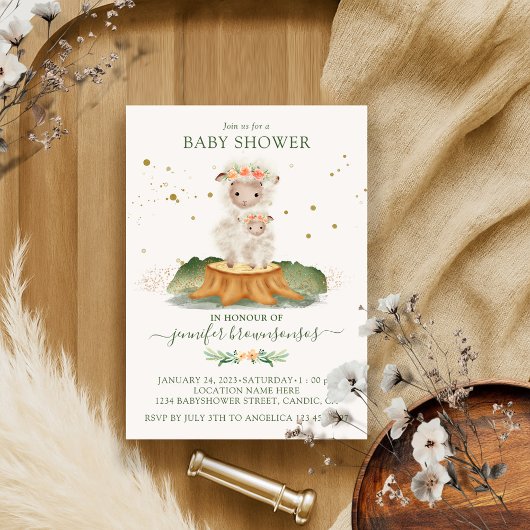 Invitation Mouton maman lapin bébé