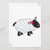 Invitation Mouton Noir Avec Laine Blanche (Devant / Derrière)