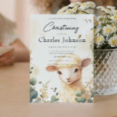 Invitation Moutons et fleurs vertes Fils Christening