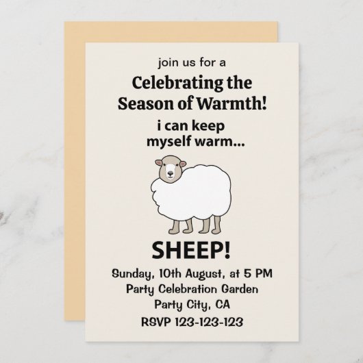 Invitation Moutons Je Peux Me Garder Moutons Chauds (Devant / Derrière)