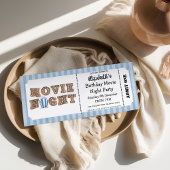 Invitation Movie Night Birthday Party Blue Ticket Style 