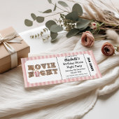 Invitation Movie Night Birthday Party Pink Ticket Style 
