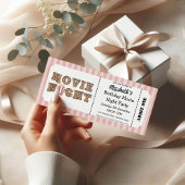 Invitation Movie Night Birthday Party Pink Ticket Style 