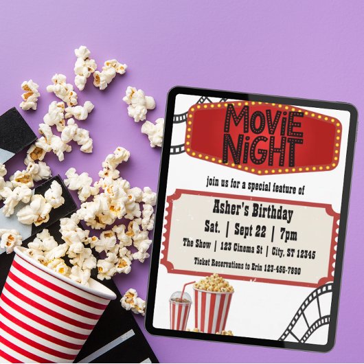 Invitation Movie Night Special Feature Birthday