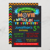 Invitation Movie Waterslide Anniversaire fête Bash Couleur pr (Devant / Derrière)